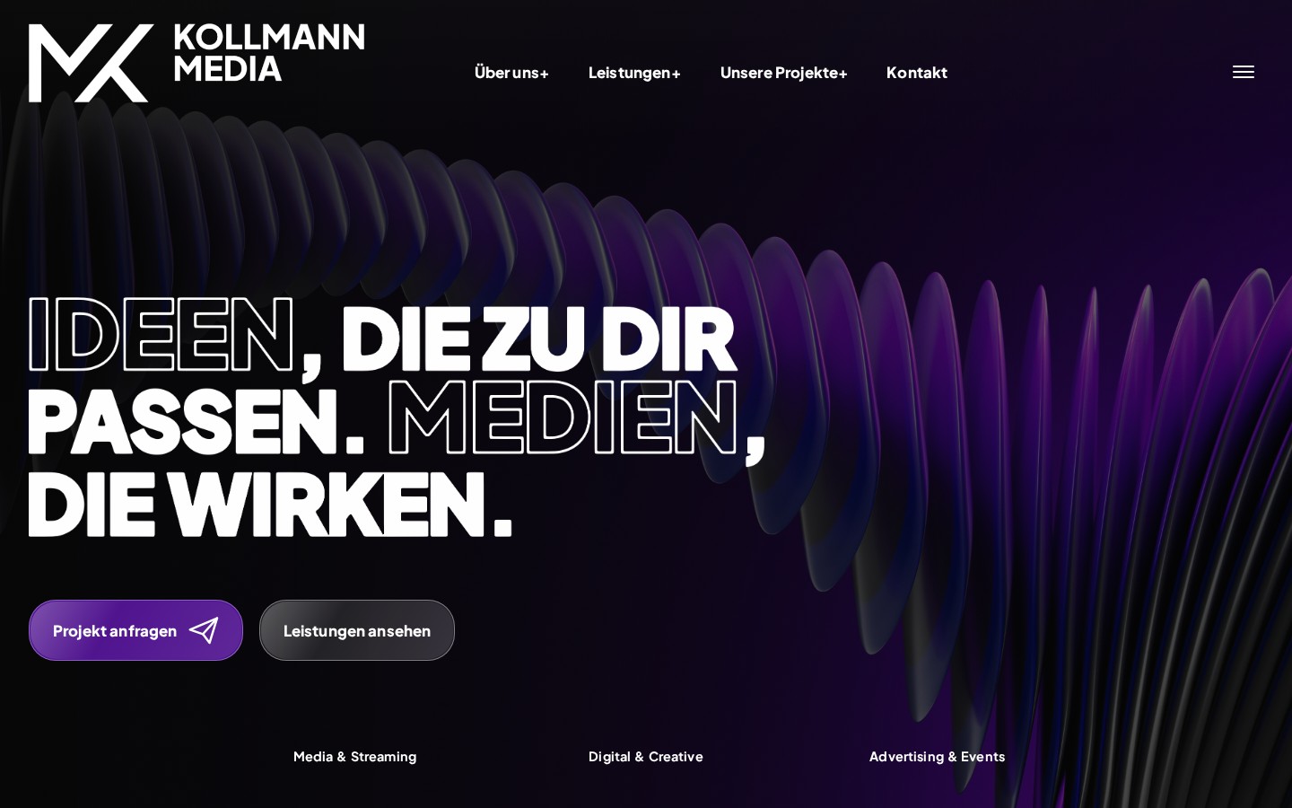 Kollmann Media: aktueller Webauftritt nach dem Relaunch.