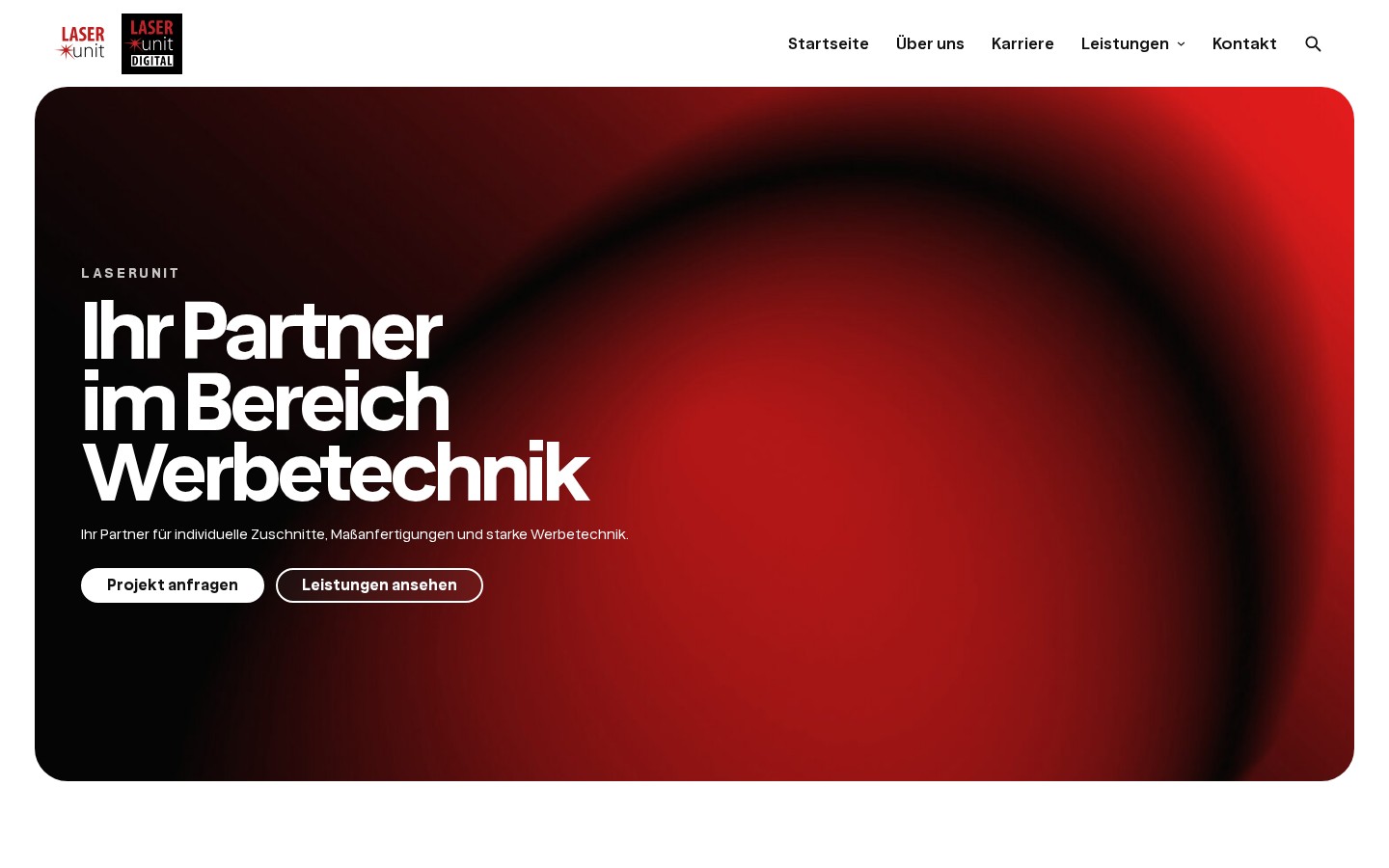 Laserunit: Vorschau des neuen Webdesigns.