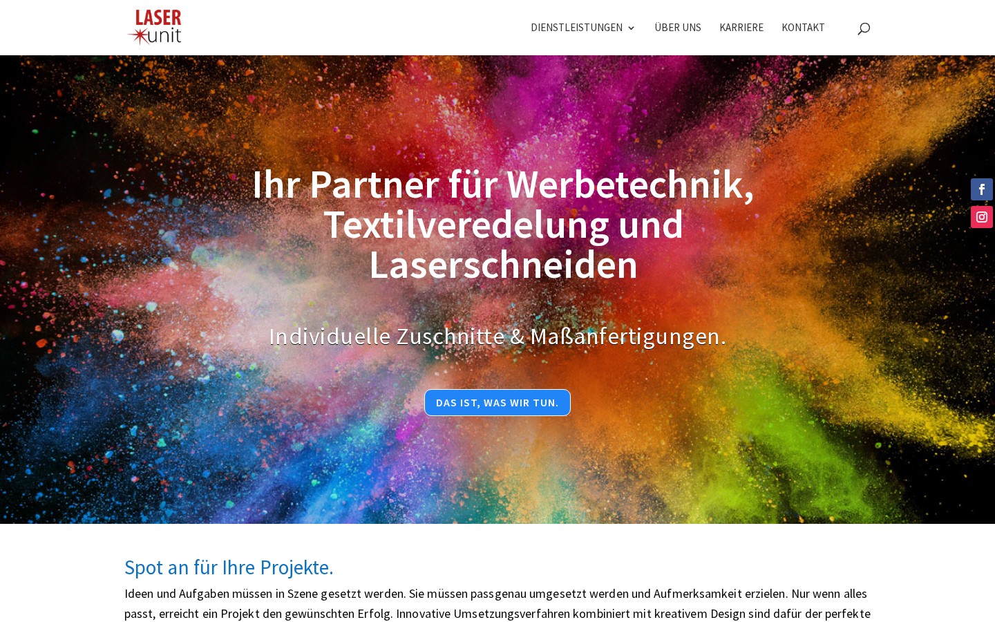 Laserunit: bisherige Website vor dem Relaunch.
